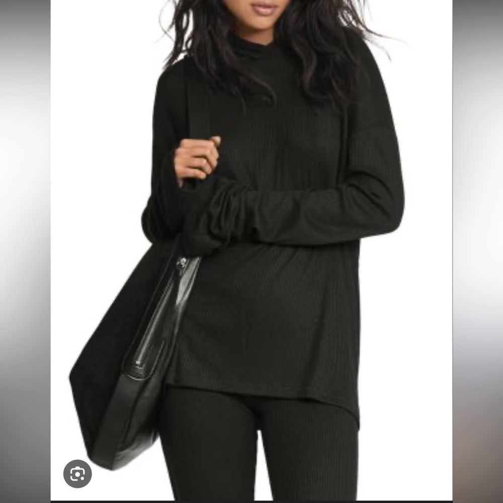 Rag & Bone Knit Ribbed Set -  Hoodie Bell Sleeve Pullover and Pants